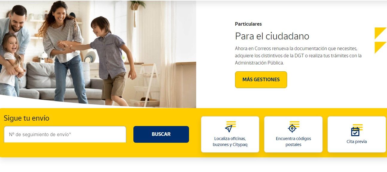 La web de Correos, donde se puede pedir cita previa