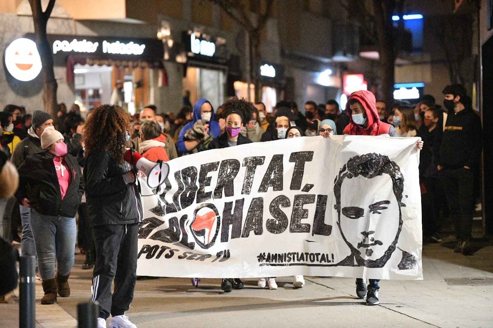 La pancarta que iniciava la manifestació La pancarta que iniciava la manifestació