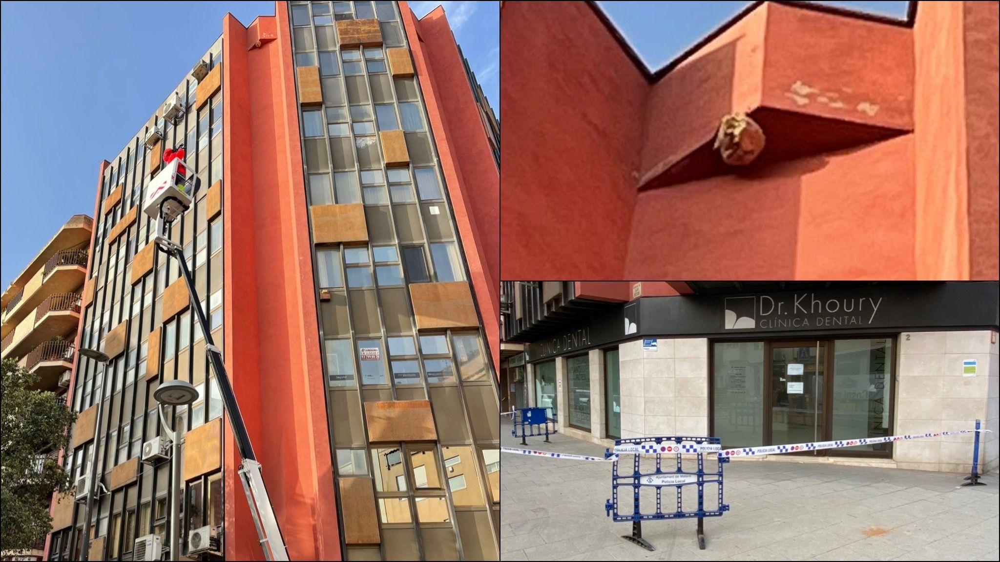 El edificio con la colmena de avispa asiática, a Mataró.