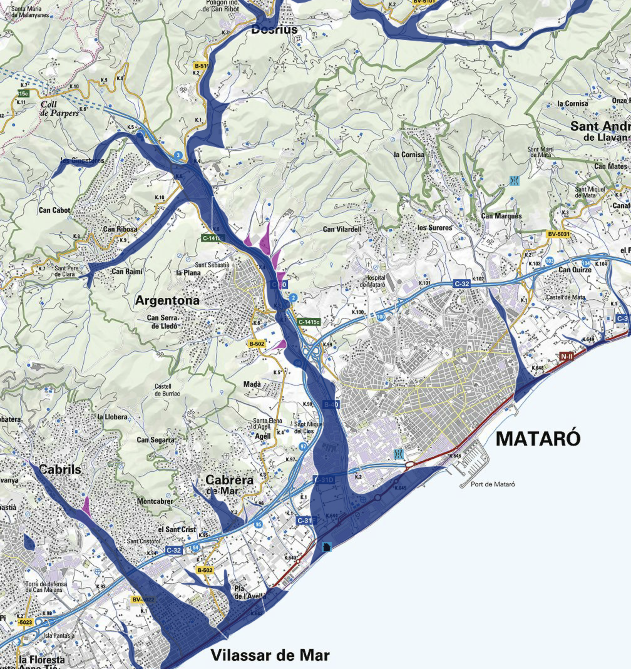 Mapa de riesgo por inundación de Protección Civil