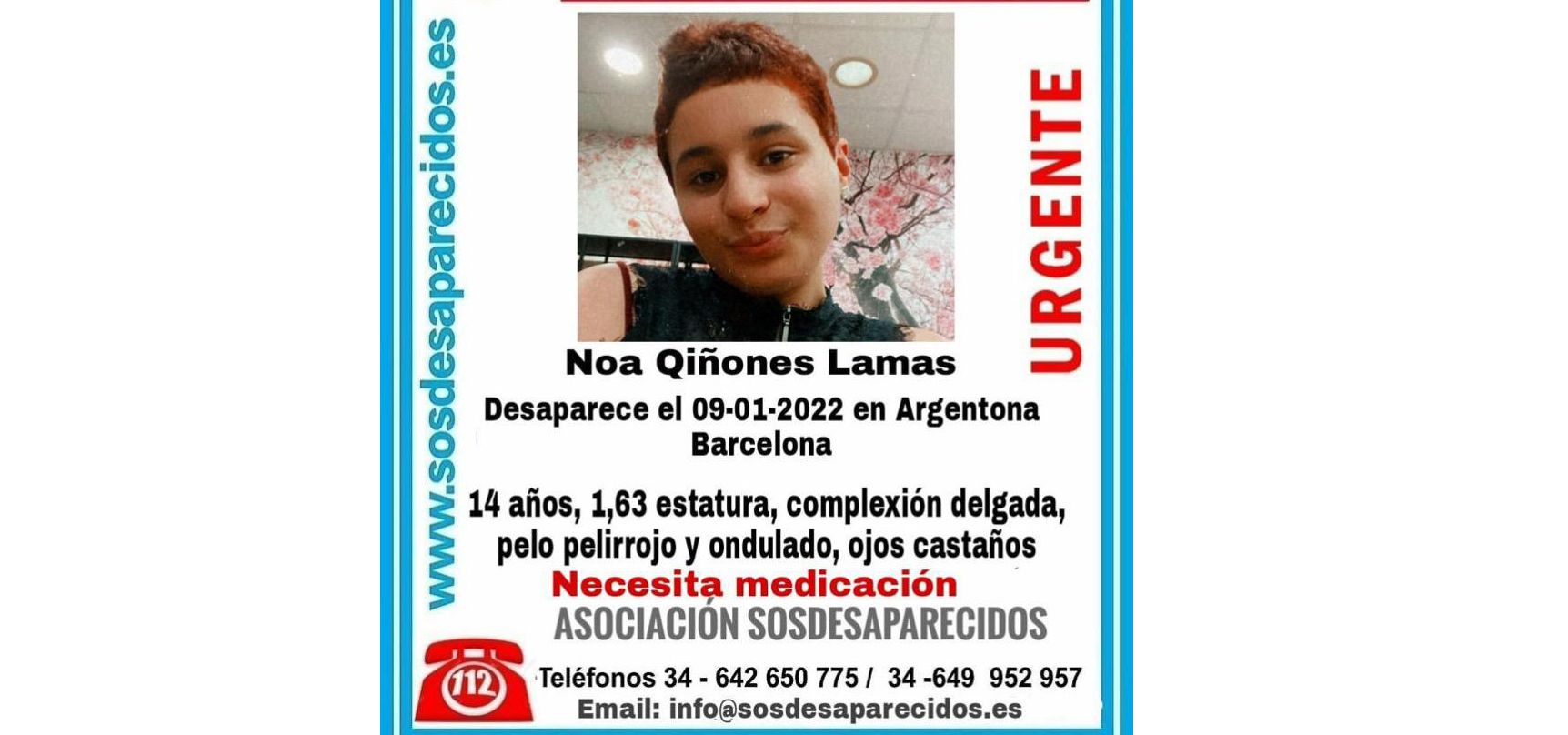 Noa Quiñones, desaparecida a Argentona
