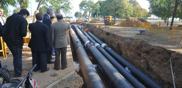 Visita a les obres d'ampliació del Tub Verd, al Rengle