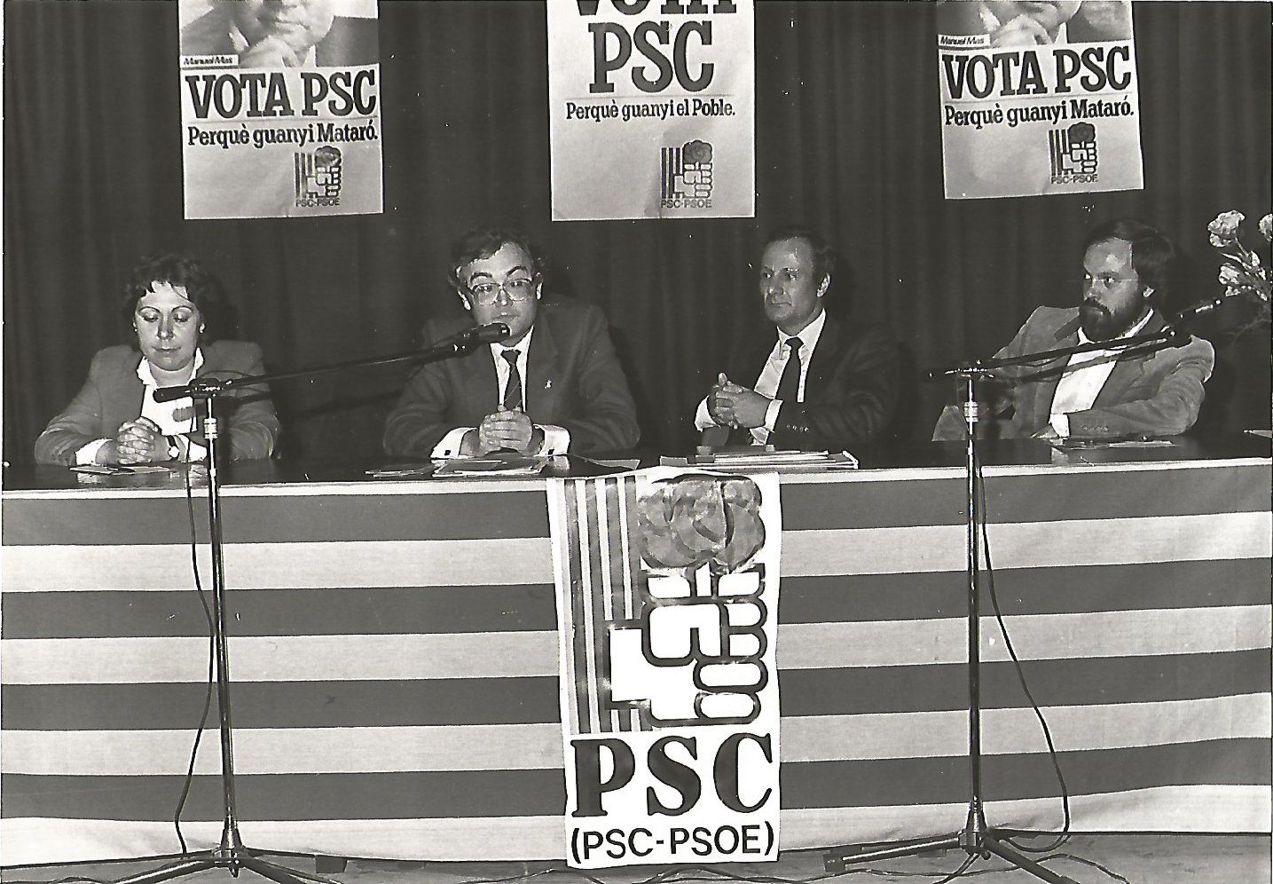 1983 Acte PSC Mataro amb Manuel Mas, Anna Comas i Joan Majo 1983 Acte PSC Mataro amb Manuel Mas, Anna Comas i Joan Majo
