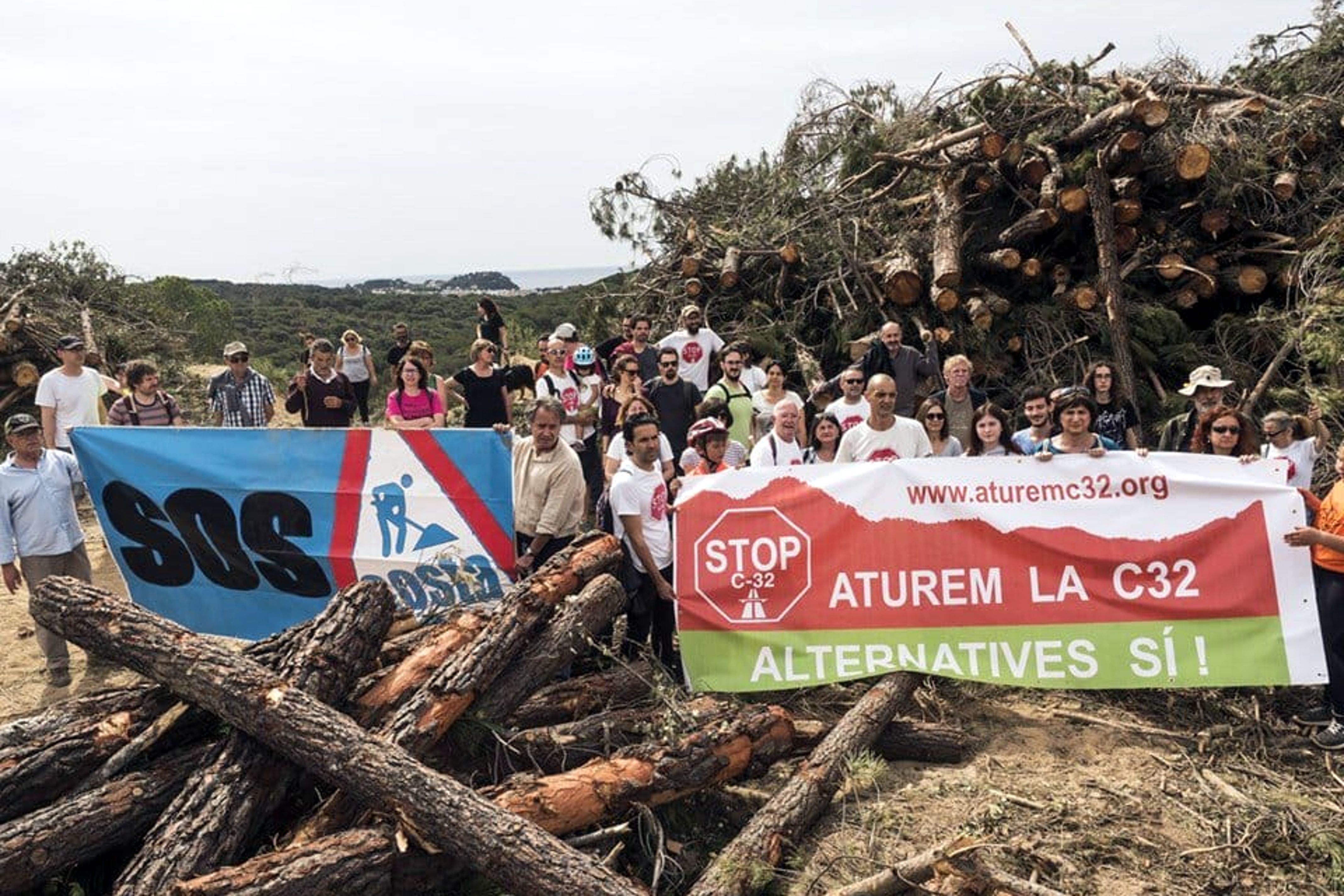 Protestes contra el perllongament de la C-32. Foto: ACN