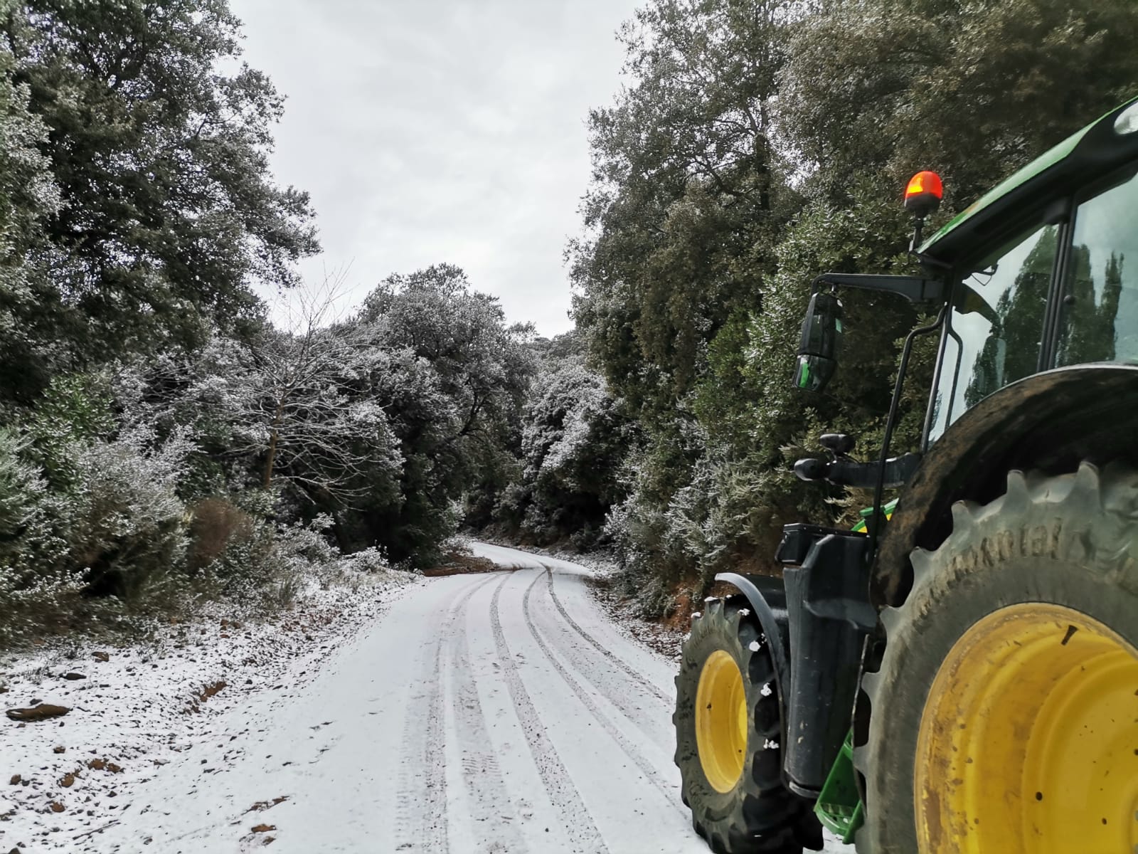 La brigada de Tordera, al Maresme actuant a les parts altes del terme municipal per la neu. Foto: Ajuntament