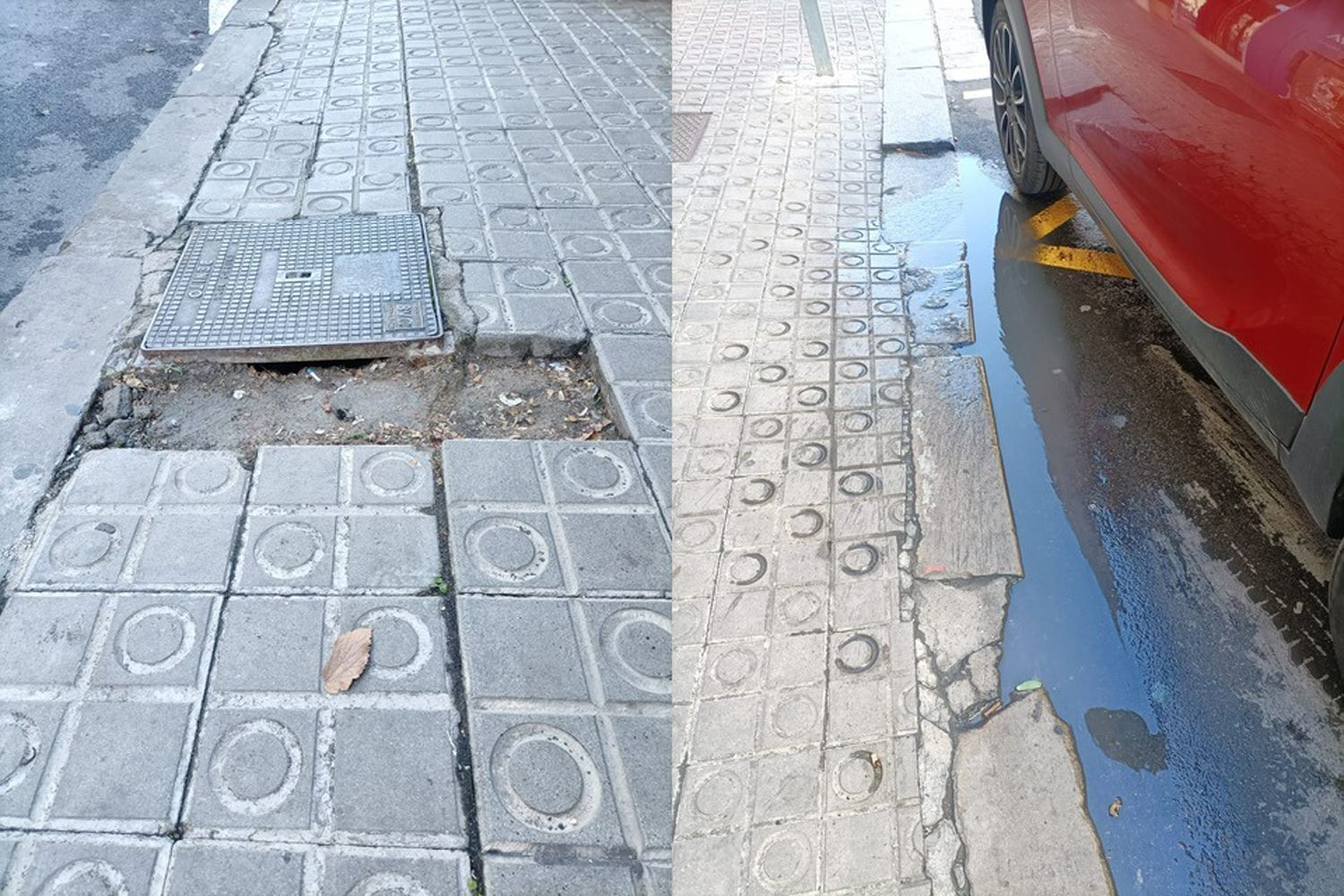 Dues imatges del tram en mal estat del Camí Ral. Fotos: Cedides