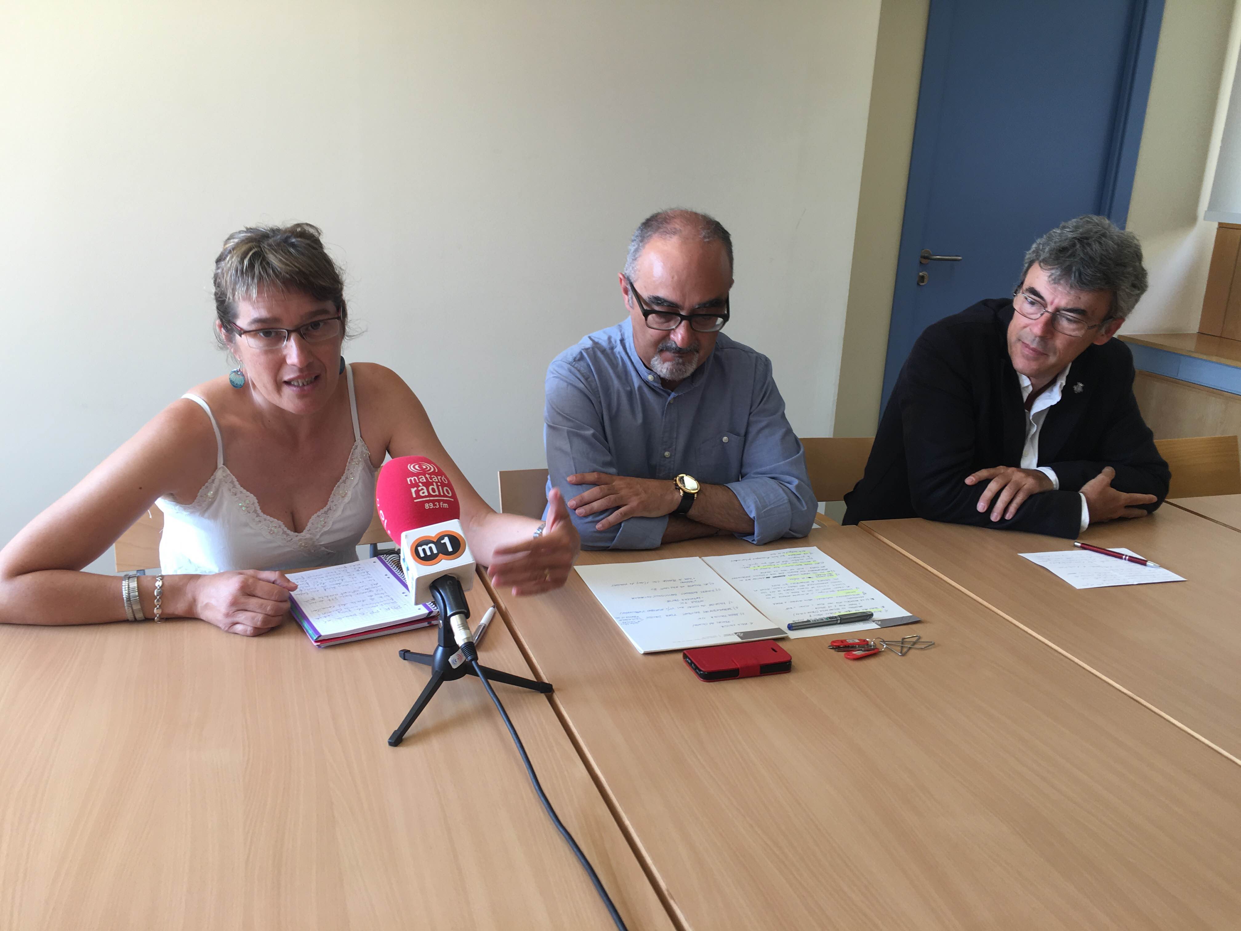 VoleMataró, ICV-EUiA i ERC en roda de premsa.