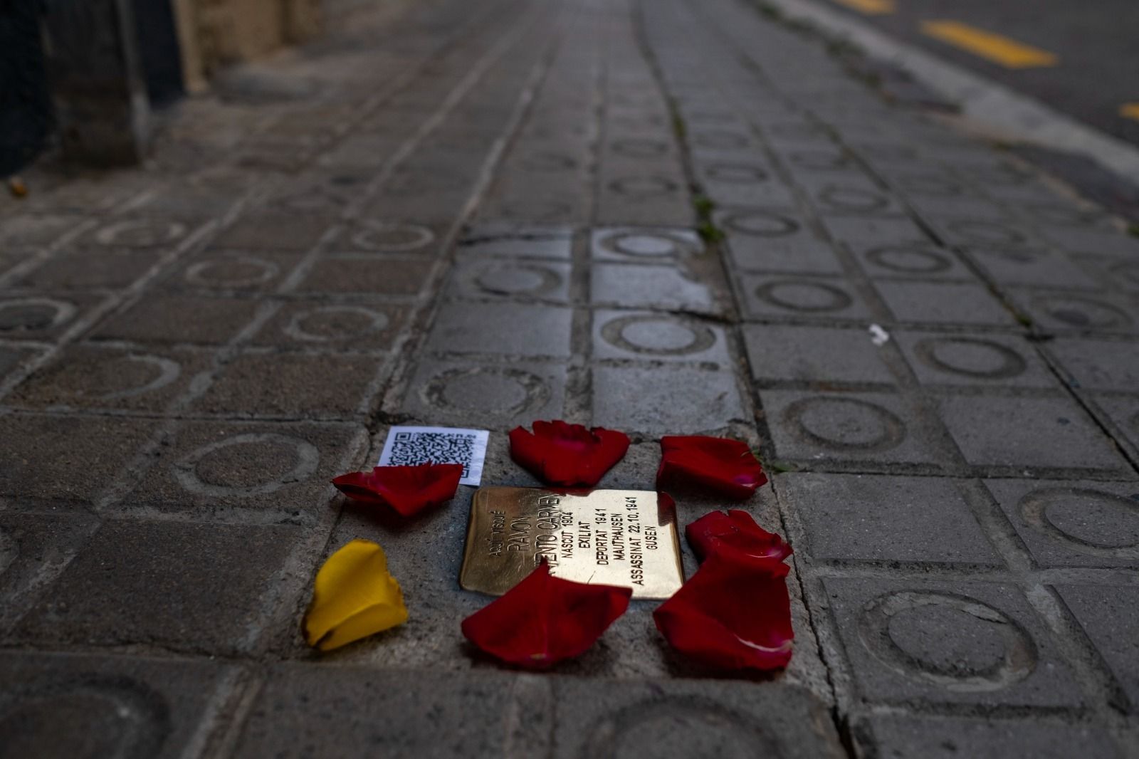 Netejar les Stolpersteine per recordar el deportats mataronins als camps nazis Foto:  Joana Ligos