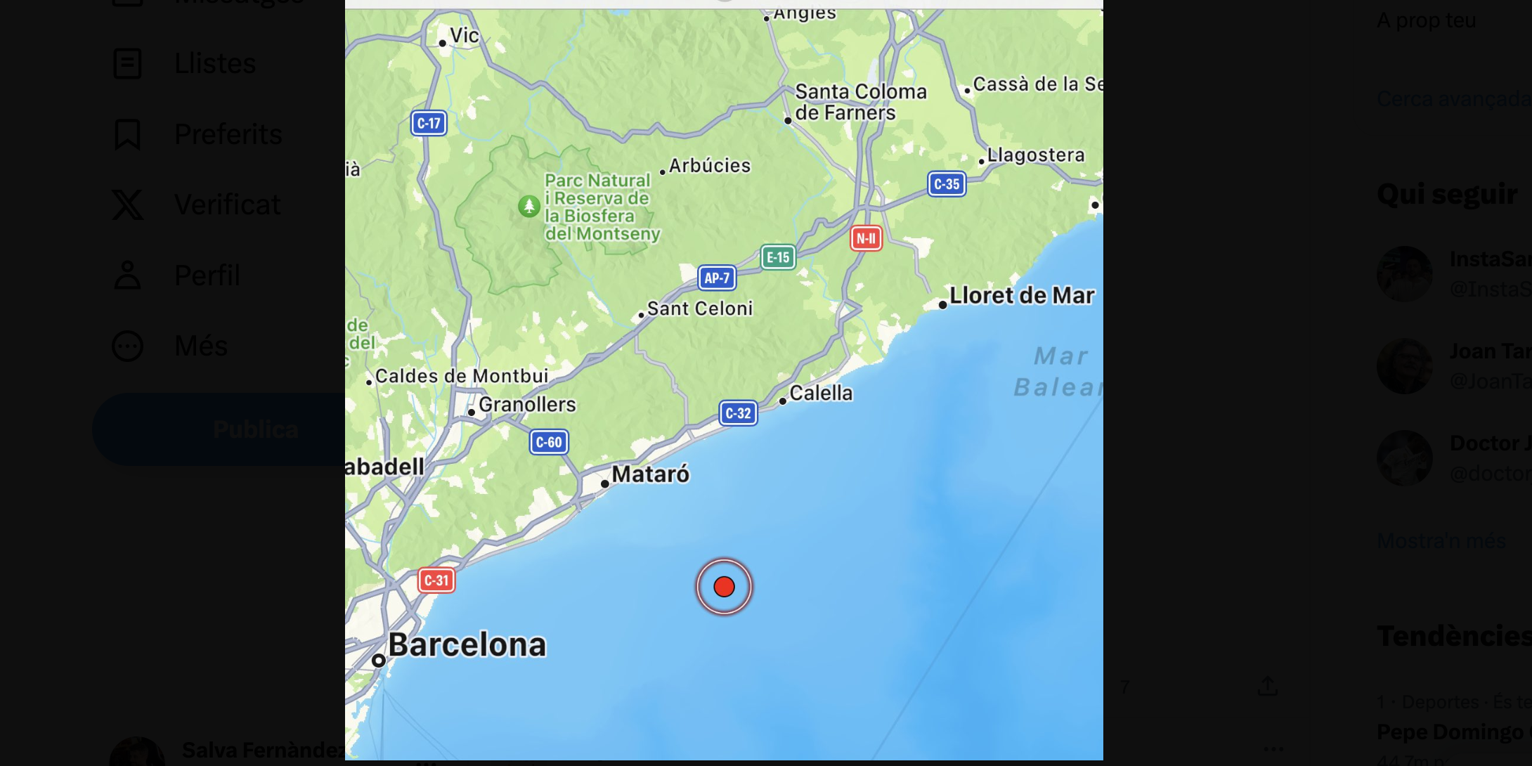 Terratrèmol al Maresme.