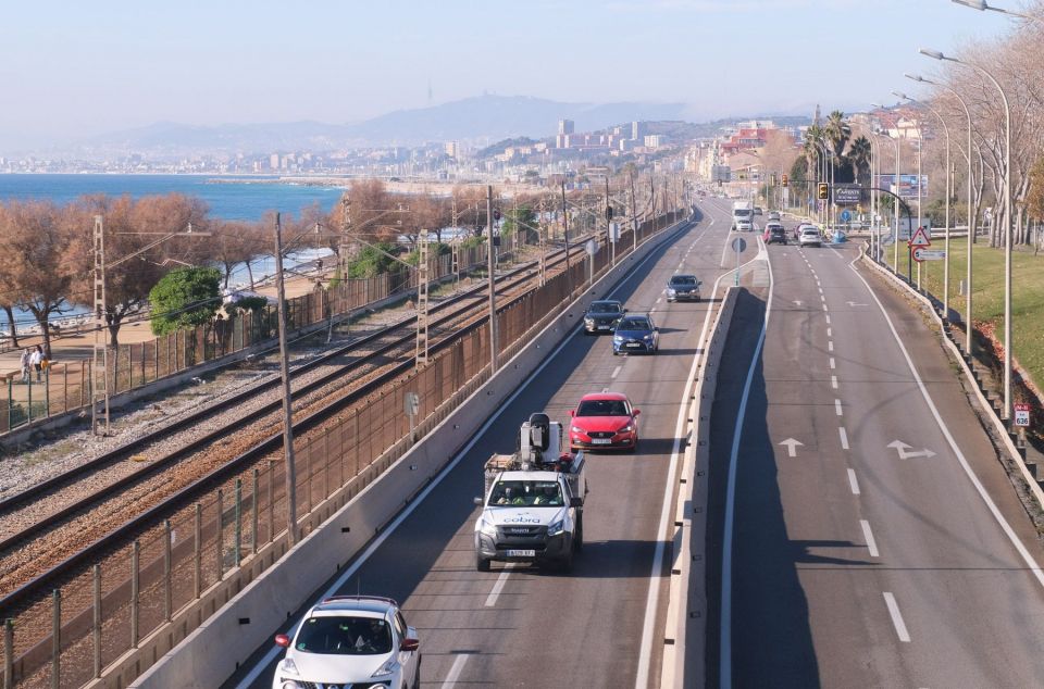 Carretera N-II al seu pas pel Maresme, en direcció a l'Àrea Metropolitana de Barcelona. Foto: R.Gallofré