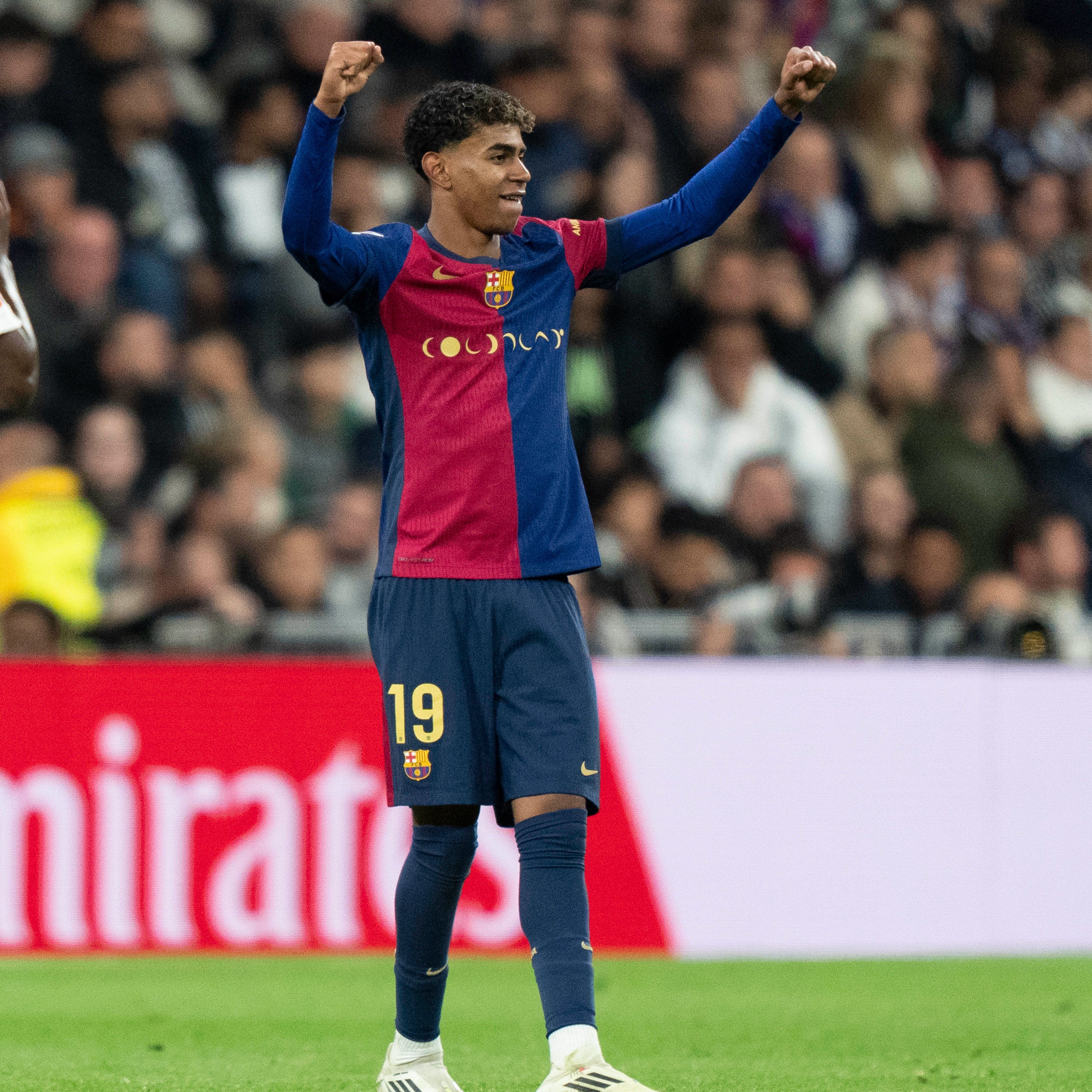 Lamine Yamal celebra el tercer gol del Barça. Foto: FC Barcelona