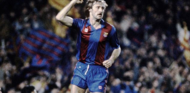 Clos, celebrant un gol amb el Barça al Camp Nou