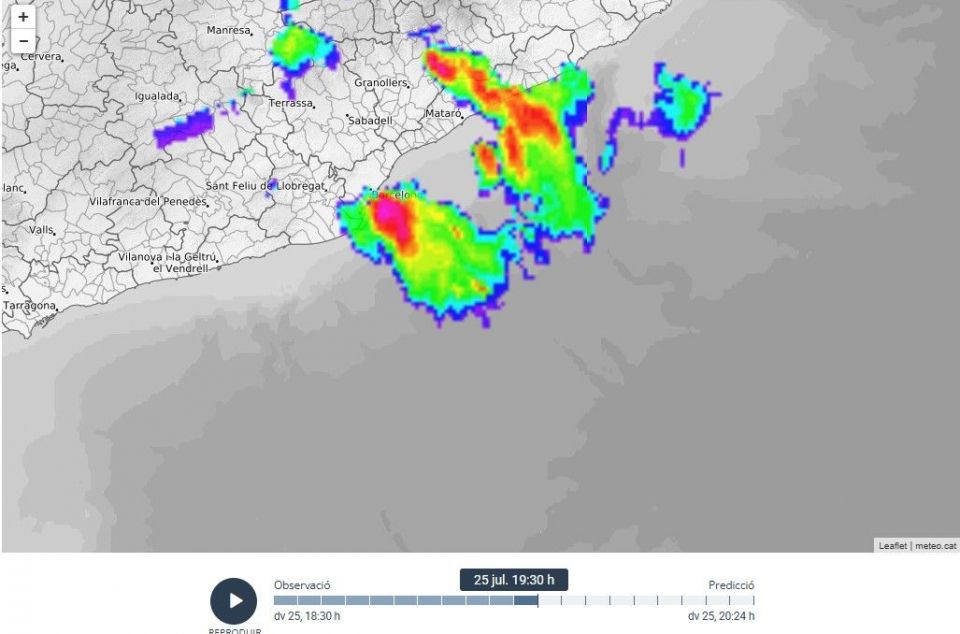 Radar a les 19.30h molt difícil de preveure l'evolució