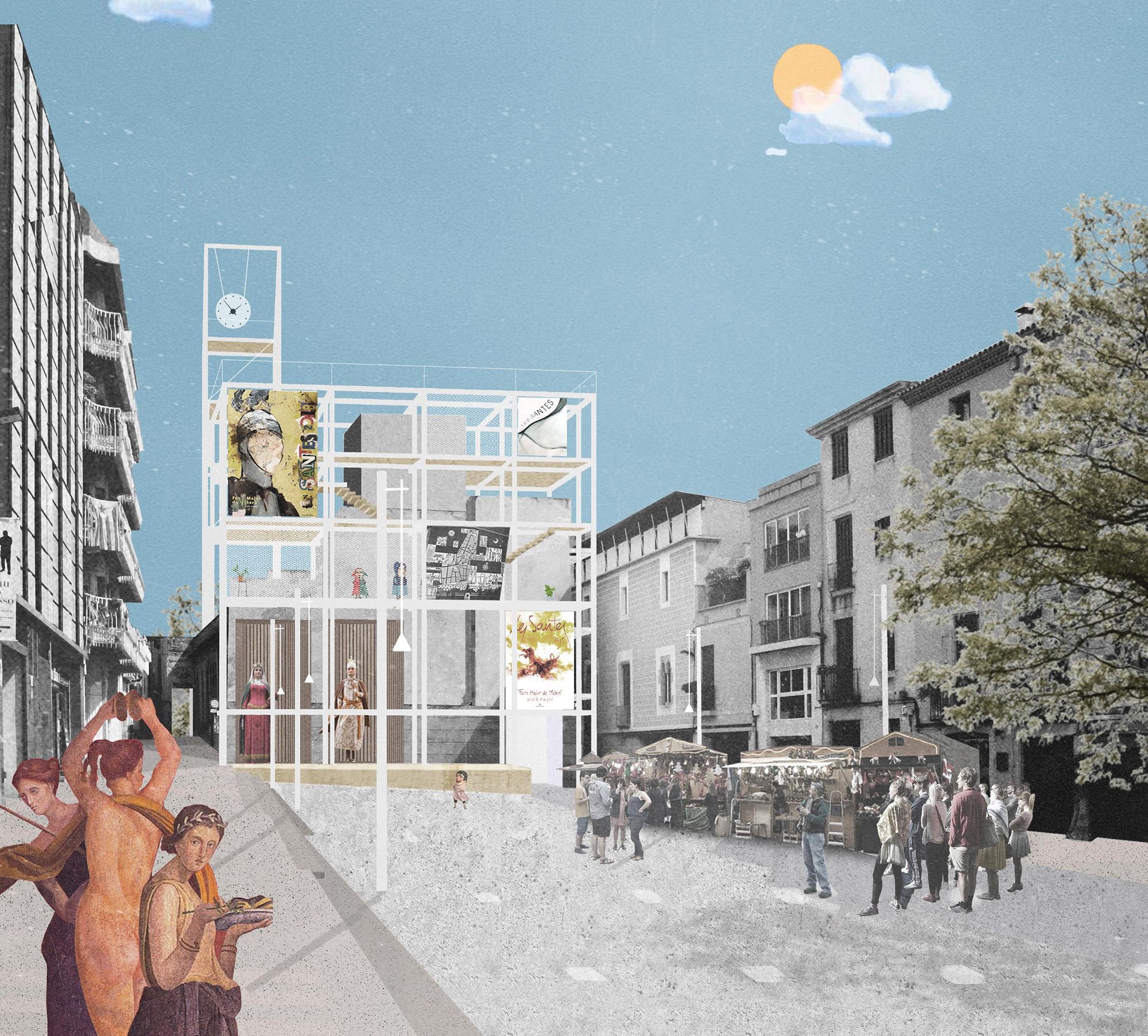 La façana del projecte Centrum, amb la Casa de la Cultura