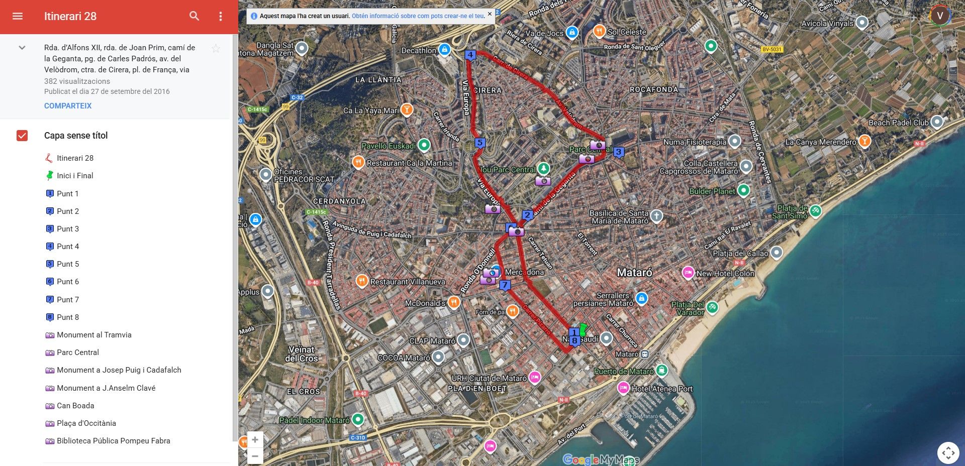 Un exemple d'itinerari