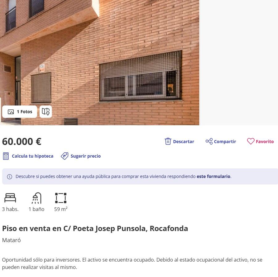 Immoble ocupat a Rocafonda, a la venda