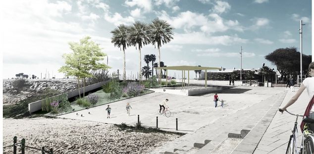 El render del nou espai per a cicloturistes que s'ubicarà a tocar del Port de Mataró