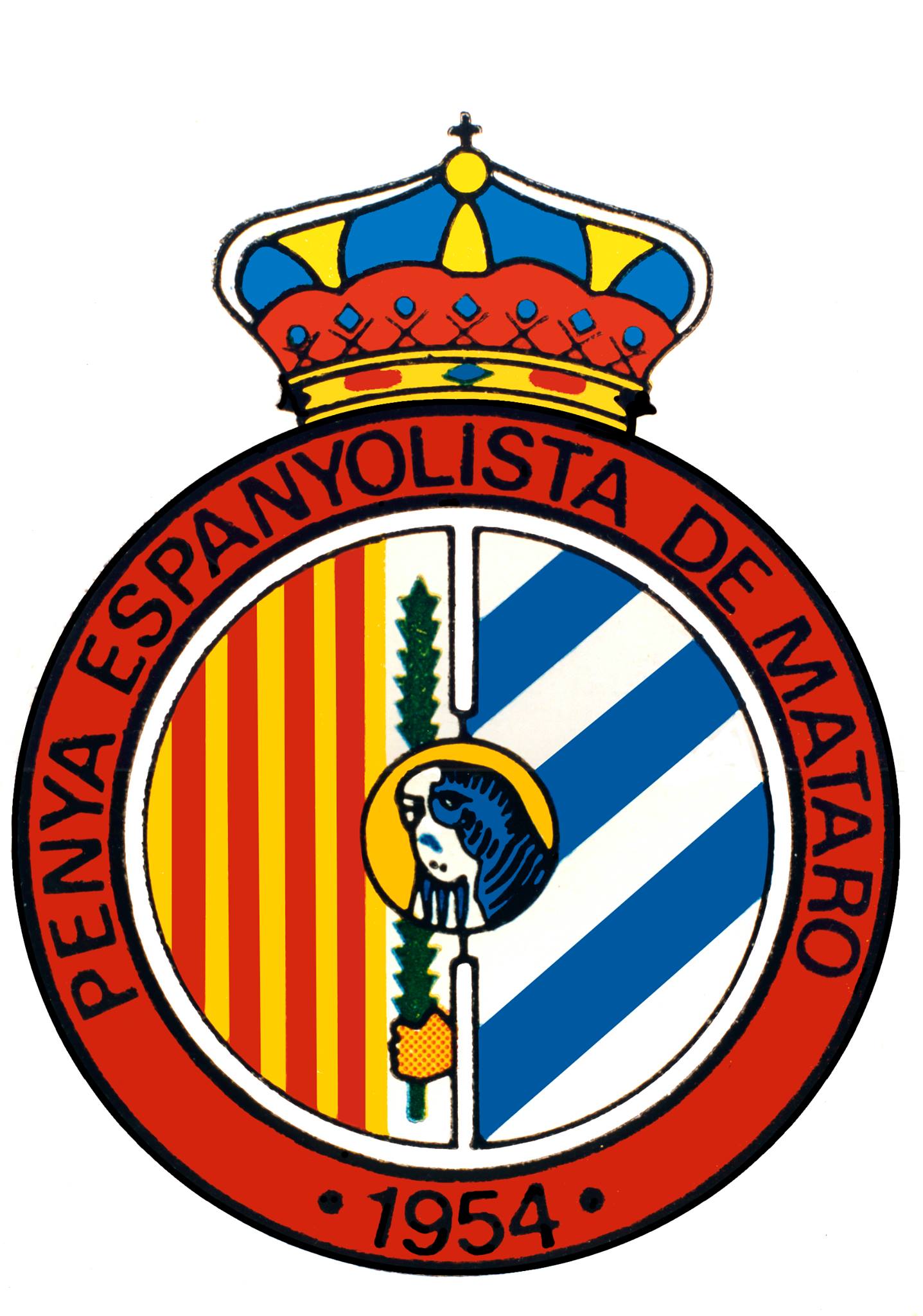 Escut de la Penya Espanyolista de Mataró, fundada l’any 1954 Escut de la Penya Espanyolista de Mataró, fundada l’any 1954