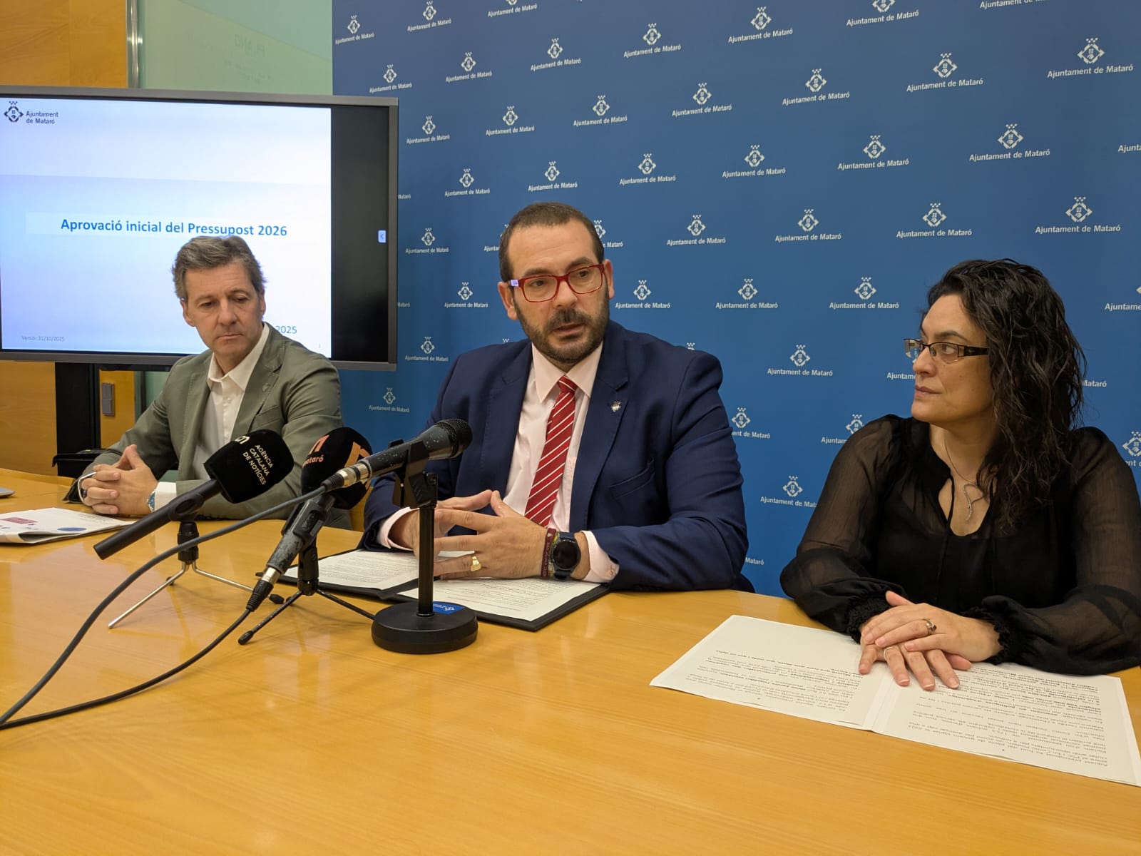 Vadell, Bote i Martínez, presentant el pressupost Vadell, Bote i Martínez, presentant el pressupost