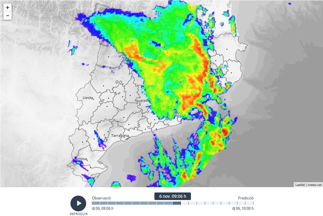 El radar meteorològic aquest dijous al mati El radar meteorològic aquest dijous al mati