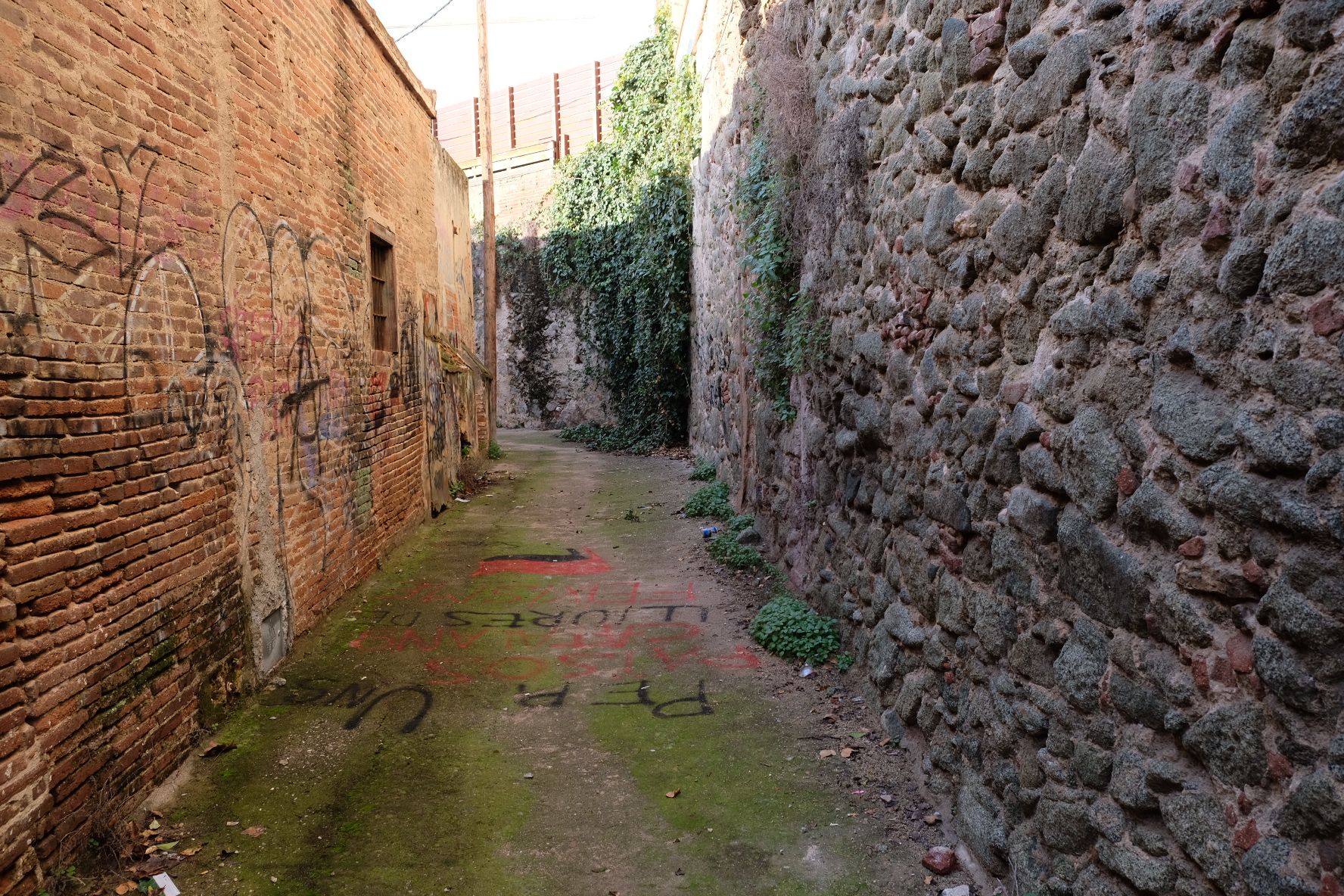 El tramo de la muralla, vista desde el callejón