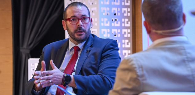 David Bote, en un moment de l'acte 'Construïm Mataró'