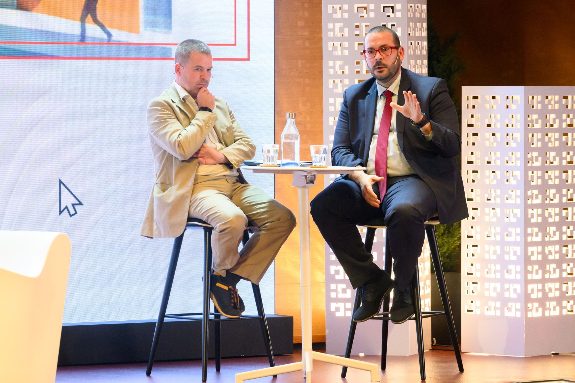 Un moment de l'acte 'Construïm Mataró, amb Joan Salicrú i David Bote