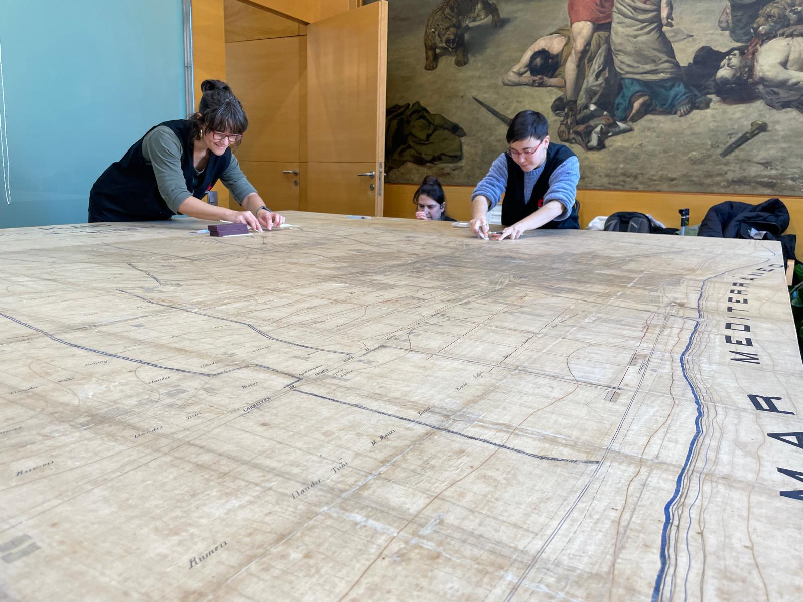 Restauración del mapa. Foto: Ayuntamiento de Mataró