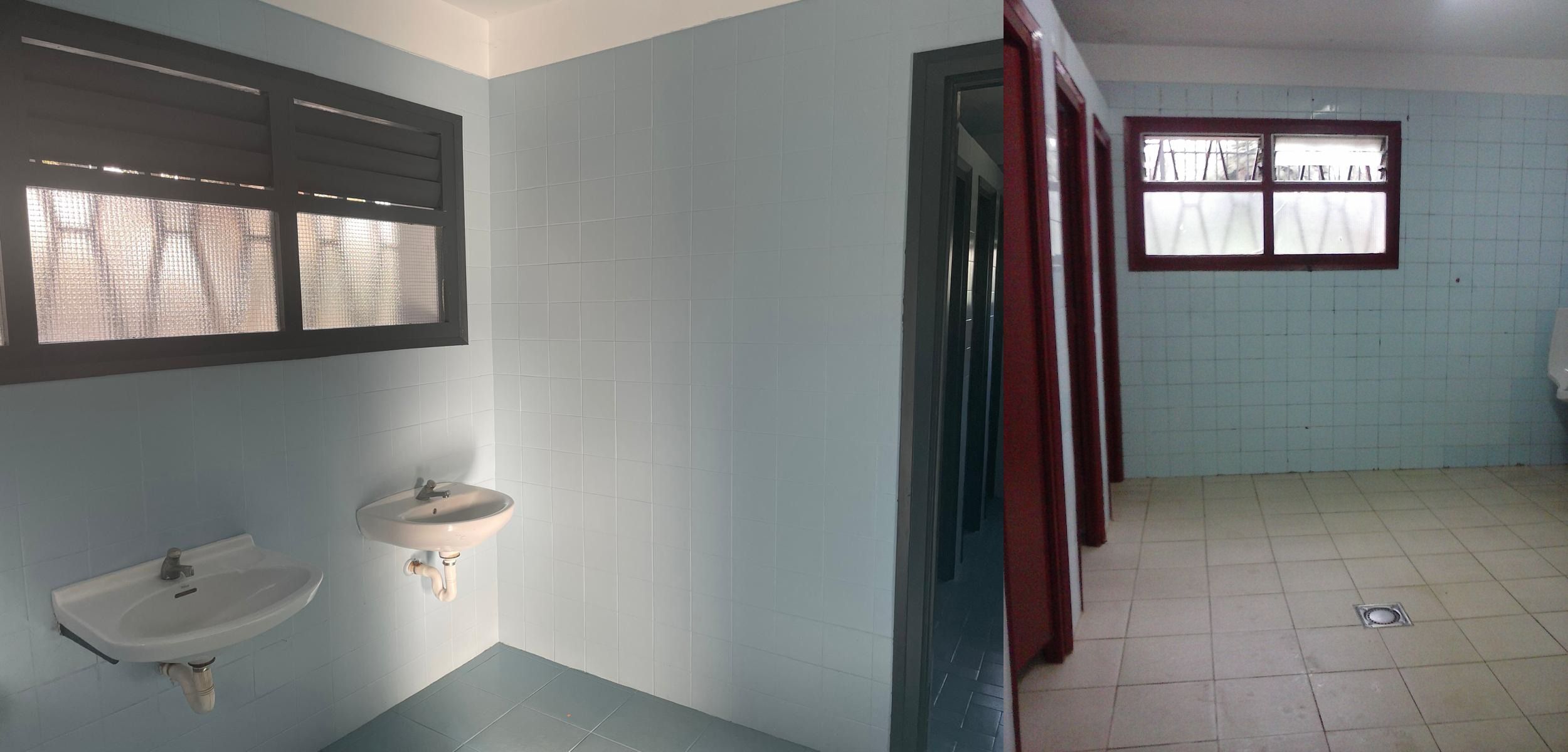 Dos imágenes de los lavabos del Parc Central, que han sido renovados. Foto: Ayuntamiento