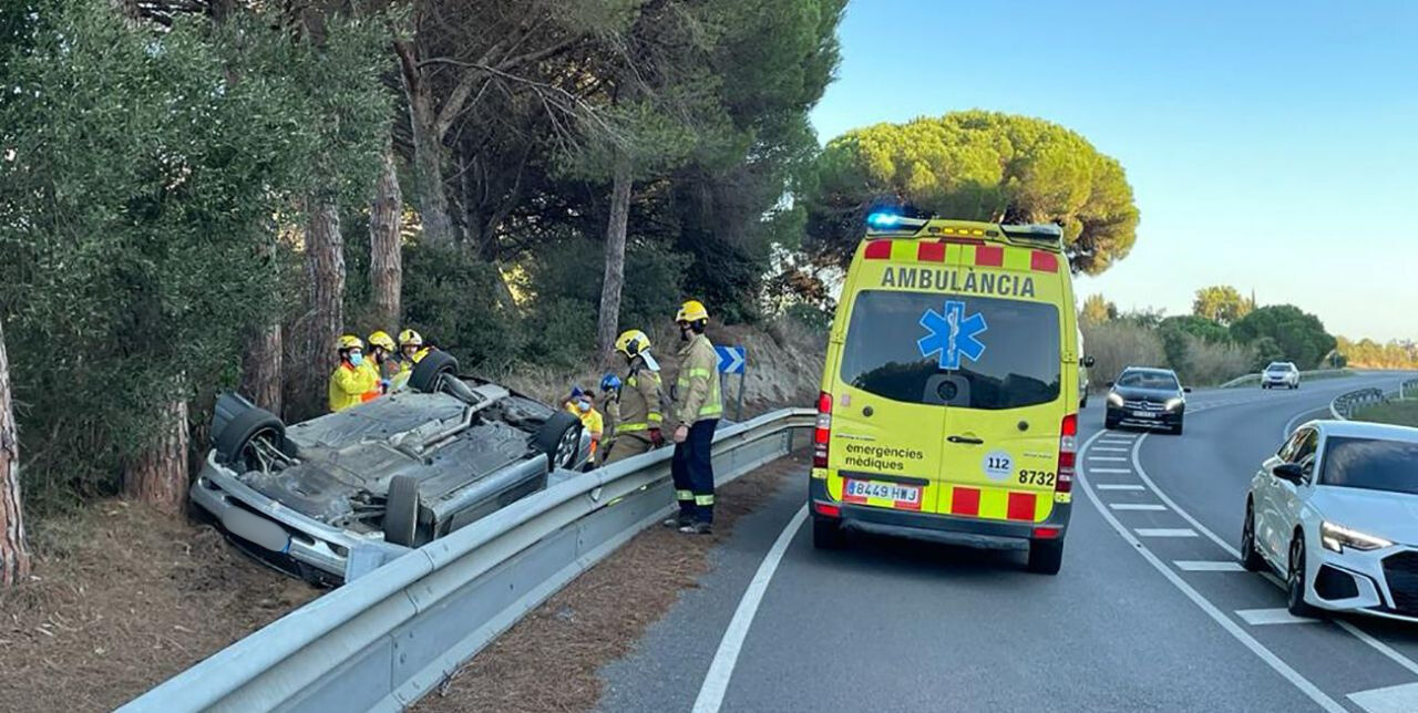 Un accidente en la carretera que une Vilassar con Argentona