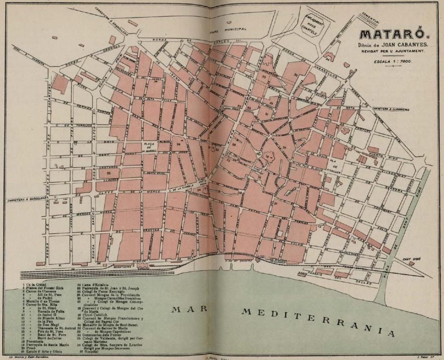 Plano de Mataró (hacia 1930) Plano de Mataró (hacia 1930)