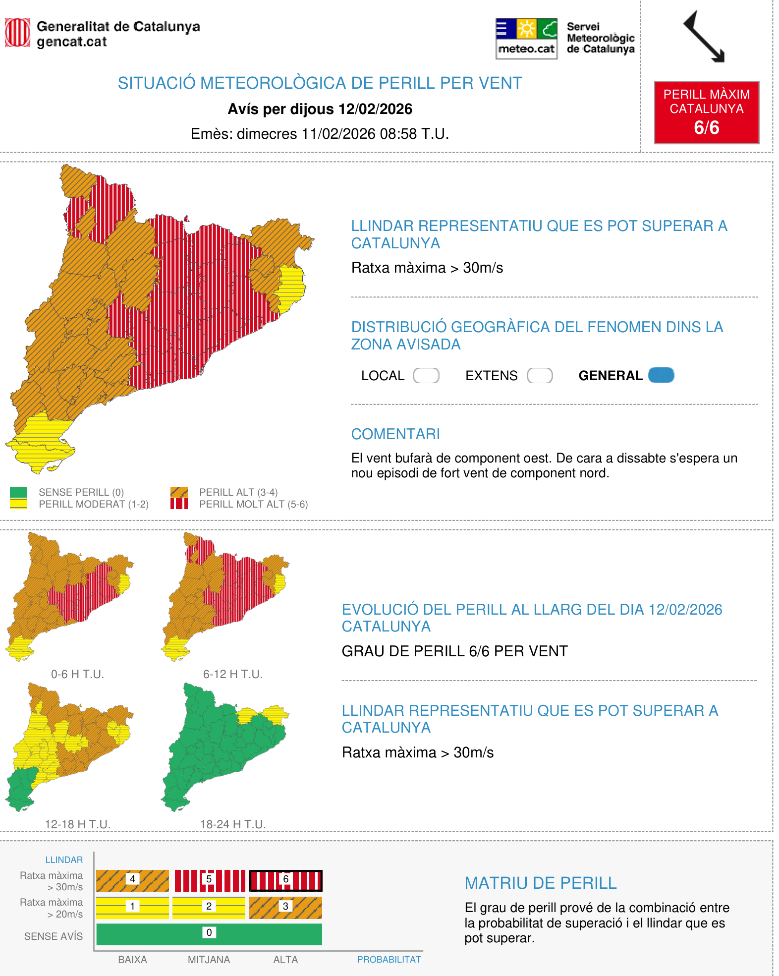 Situació meteorològica aquest dijous