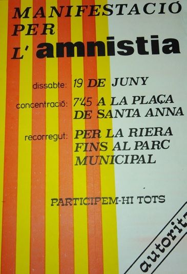 Cartell de la manifestació per l'amnistia del 19 de juny de 1976