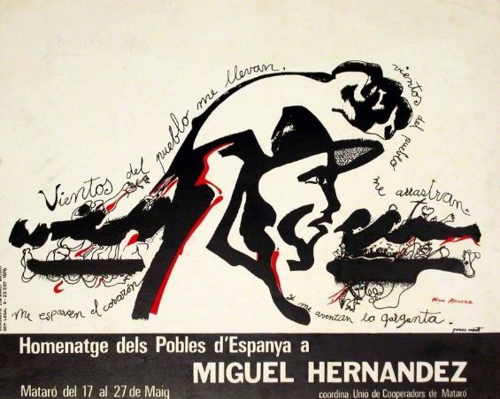 Cartell de l'Homenatge a Miguel Hernández que va tenir lloc a Mataró entre el 17 i el 27 de maig de 1976