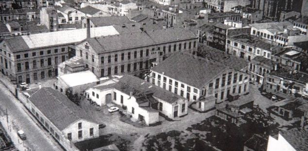Vista aèria de la fàbrica de Can Marfà