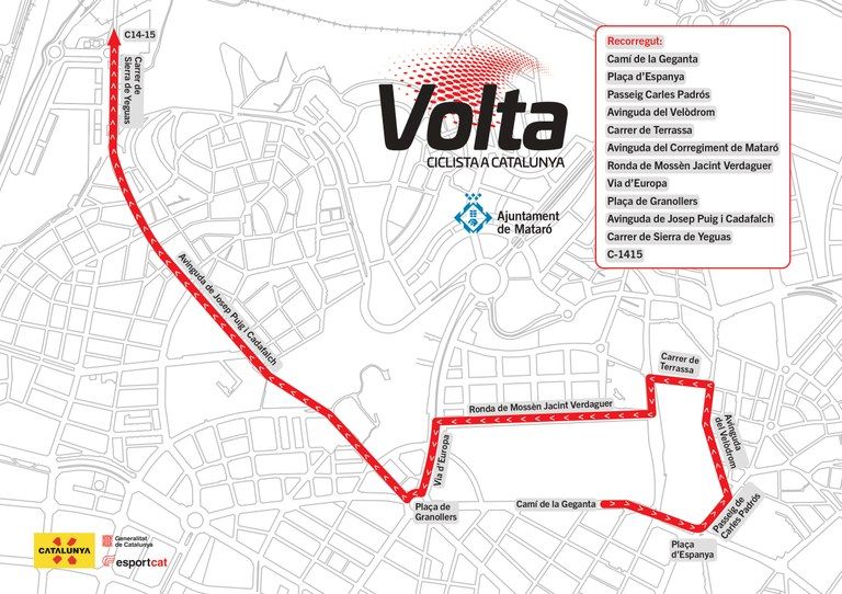 Recorrido de la Volta a Catalunya por Mataró Recorrido de la Volta a Catalunya por Mataró