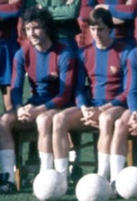 Pepito Ramos y Johan Cruyff, juntos en la foto de presentación de la plantilla del Barça de la temporada 1977-1978. Foto: Horacio Seguí