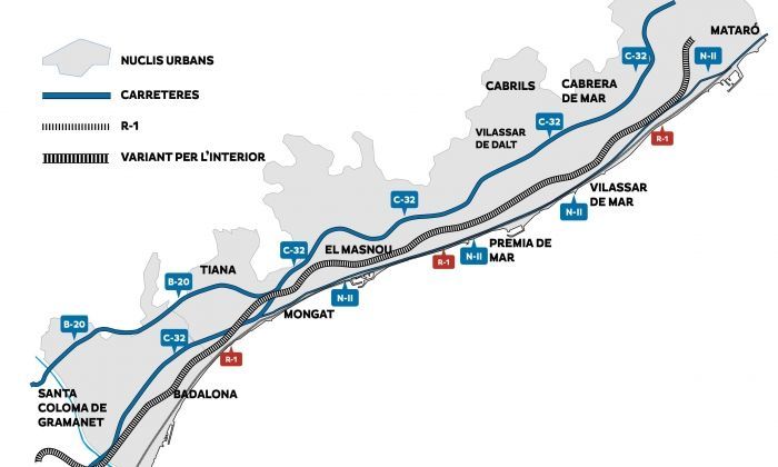 Variant per l'interior segons el Pla Territorial Metroopolità de 2010 Variant per l'interior segons el Pla Territorial Metroopolità de 2010