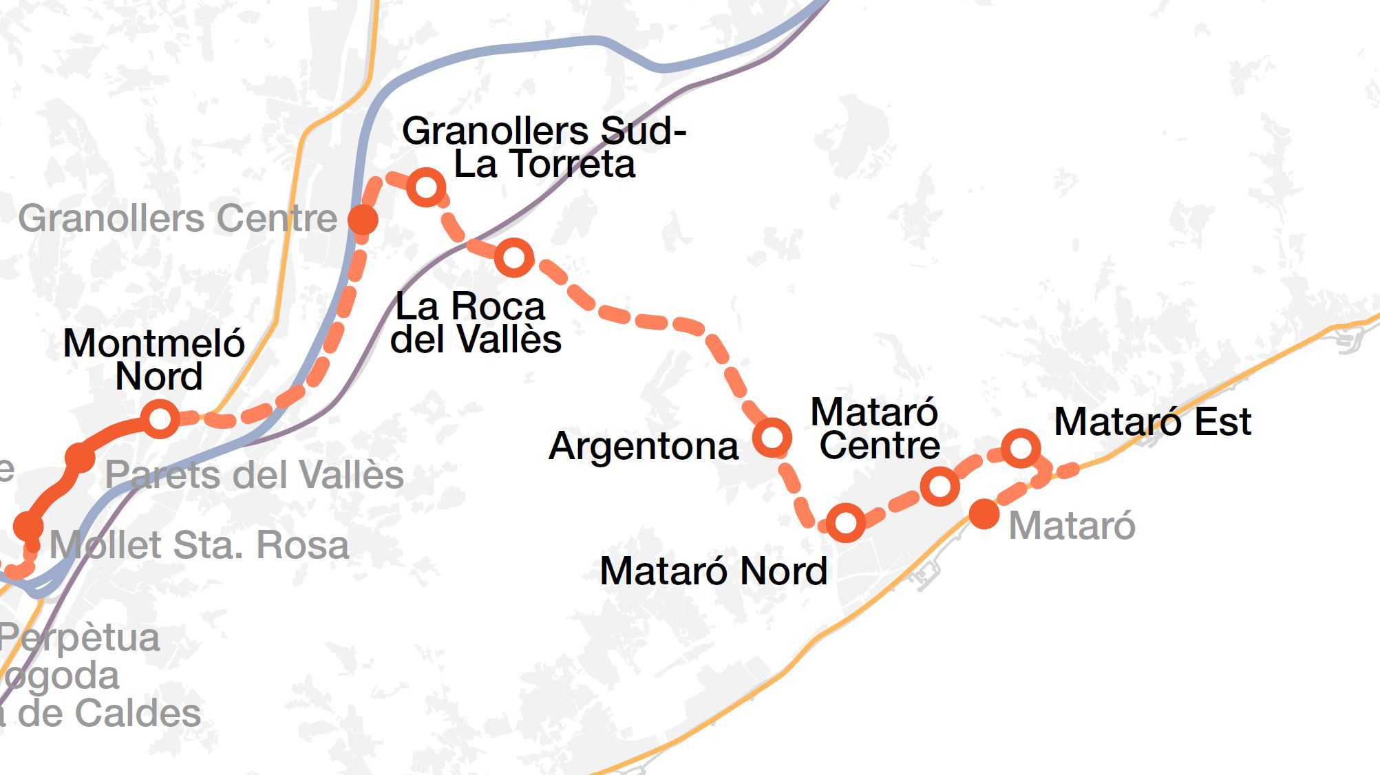 El traçat del Tren Orbital a Mataró