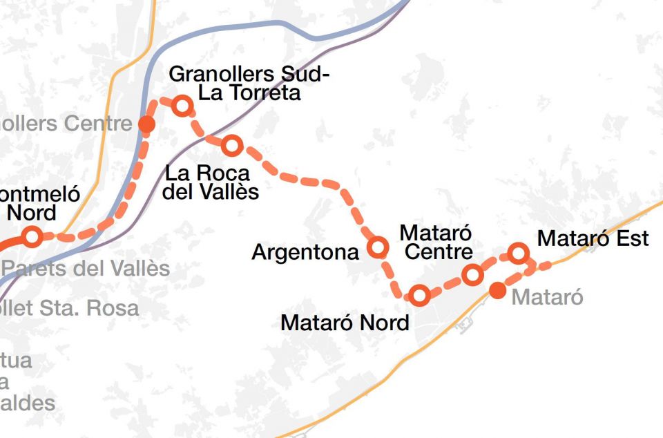 El traçat del Tren Orbital a Mataró El traçat del Tren Orbital a Mataró