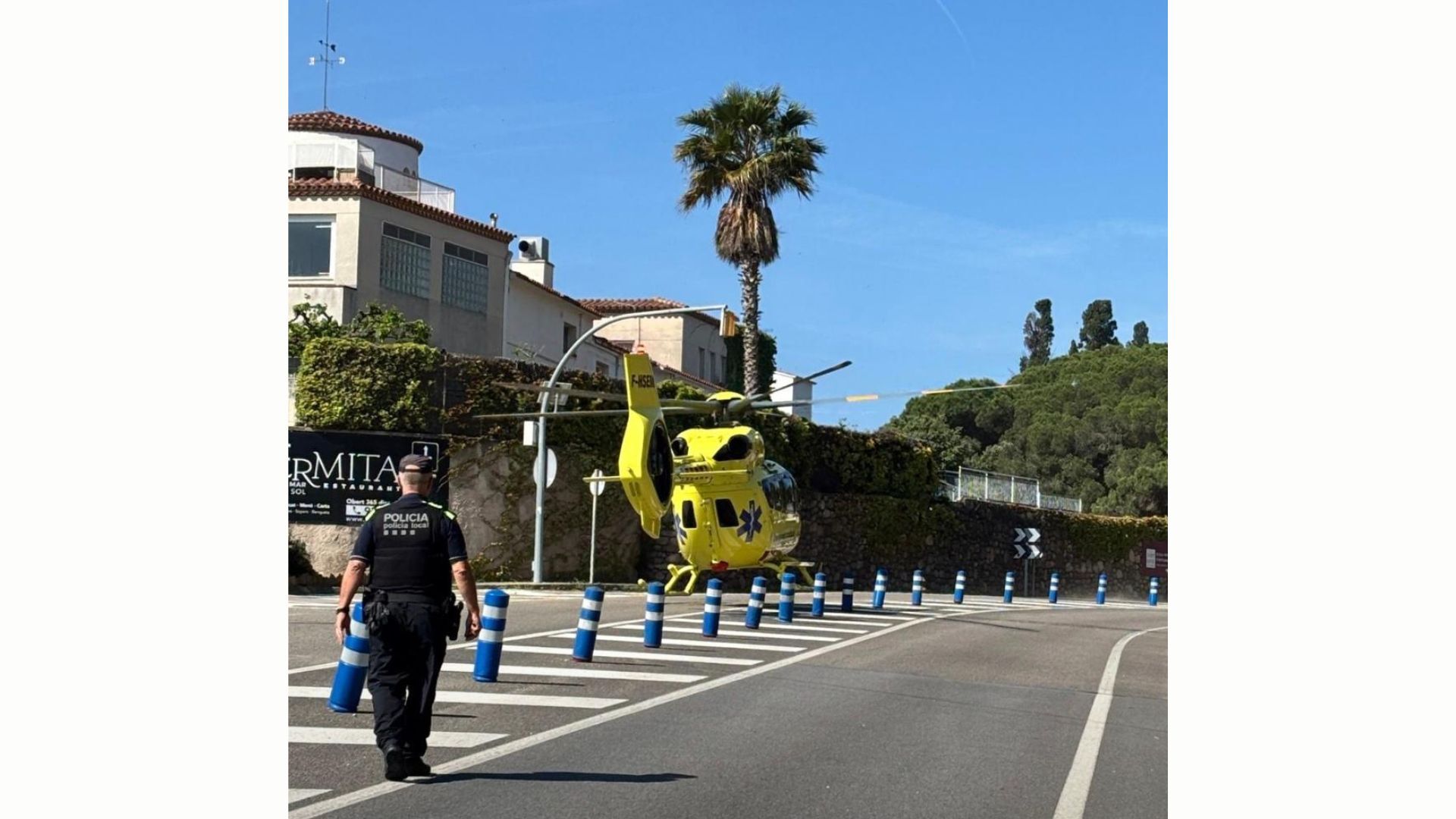 Helicópter del SEM per assistir al ciclista. Foto: Capgròs