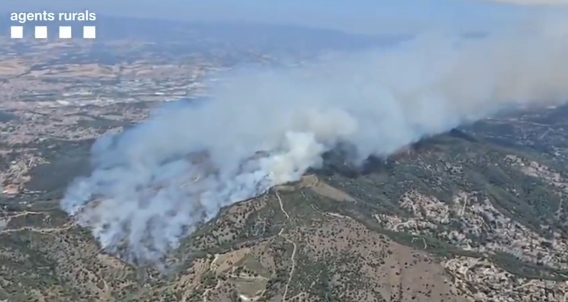 Imatge aèria de l'incendi entre Tiana i Montgat. Foto: Agents Rurals