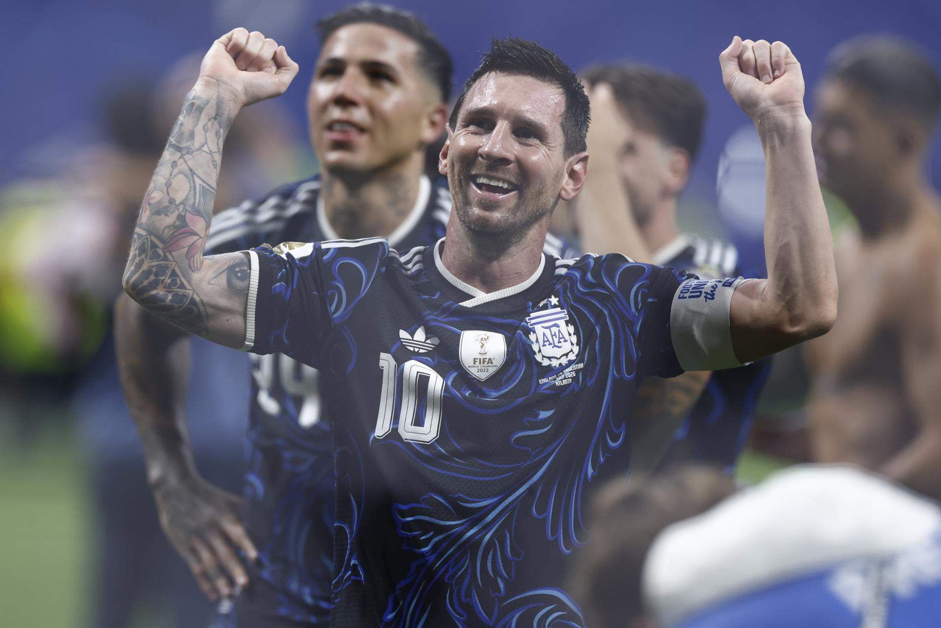 Messi celebrando la victoria contra Argentina. Foto EFE