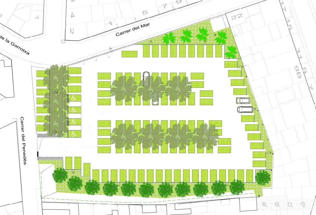 Així quedarà el solar de Mas Miralles reconvertit en aparcament Així quedarà el solar de Mas Miralles reconvertit en aparcament