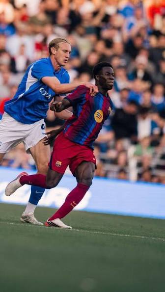 Tunkara, en la pretemporada amb el Barça