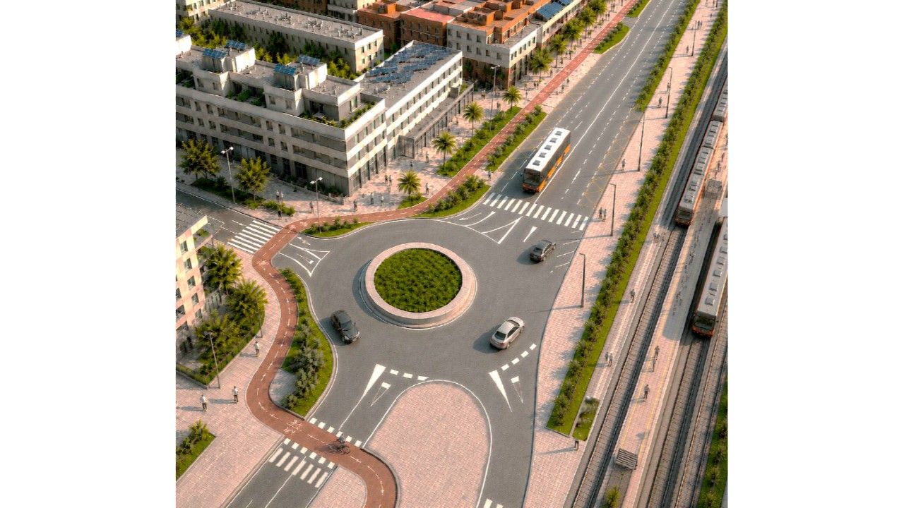 Recreació de l'N-II a Mataró l'alçada de la ronda Barceló, un cop remodelada. Font: Generalitat