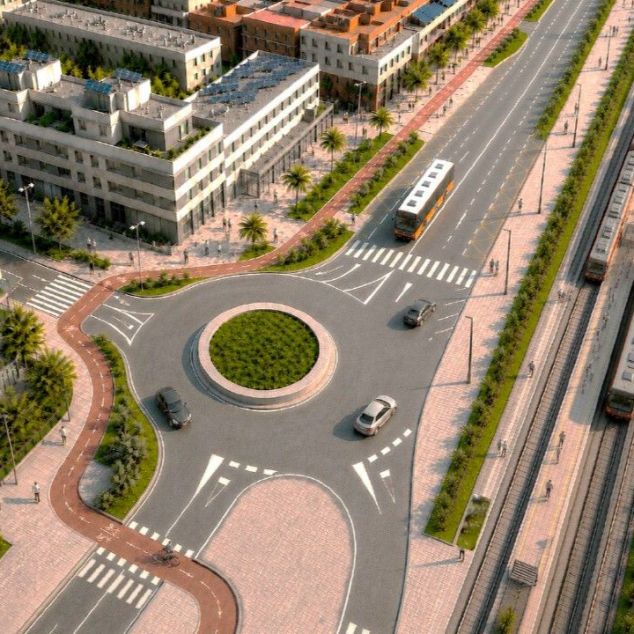 Recreació de l'N-II a Mataró l'alçada de la ronda Barceló, un cop remodelada. Font: Generalitat