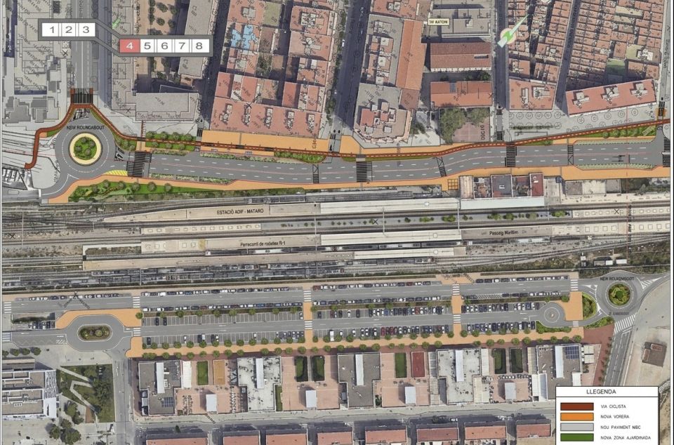 Dibuix del carril bici en el tram central Dibuix del carril bici en el tram central