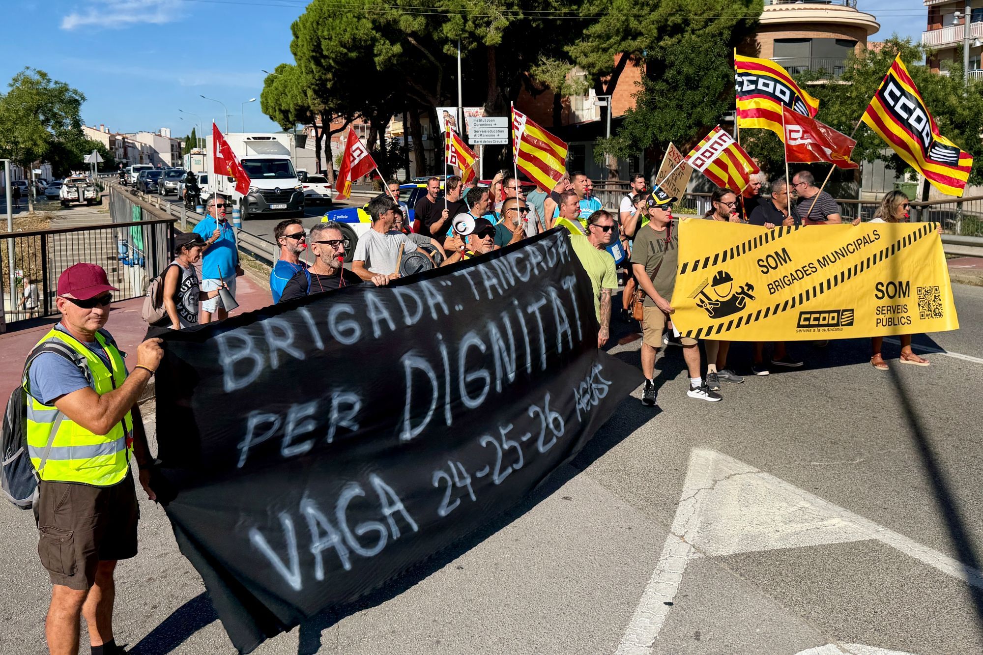 Protesta de la brigada municipal de Pineda de Mar. Foto: ACN