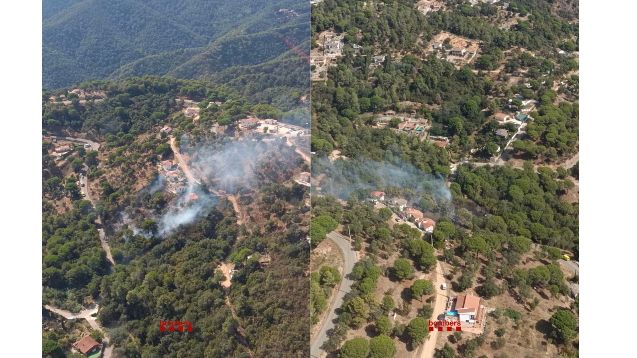Imatges aèrees de l'incendi a Tordera.